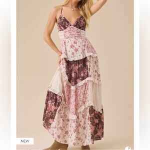 Altar'd State Adernlia Floral Maxi Dress in Mauve Multi  Size XS